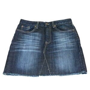 GAP size 10/30 dark blue faded wash frayed raw hem denim stretch jean mini skirt